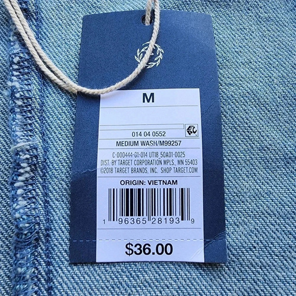 NWT $36 Universal Thread Womans Puff 3/4 Sleeve Denim Wrap Dress Light Wash MD - Picture 6 of 16